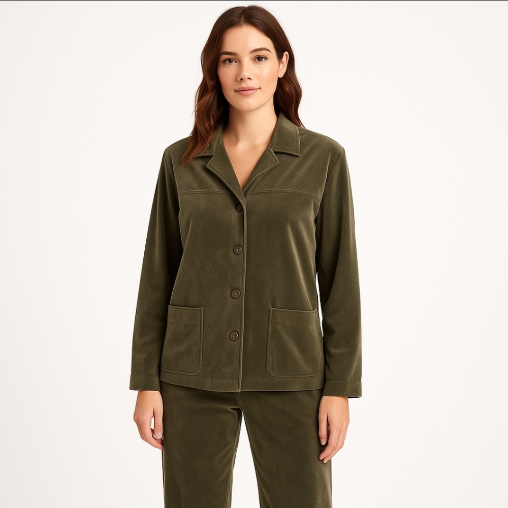 NWT Elisabeth Liz Claiborne Khaki Vintage Cozy Pants Suit Sz 22